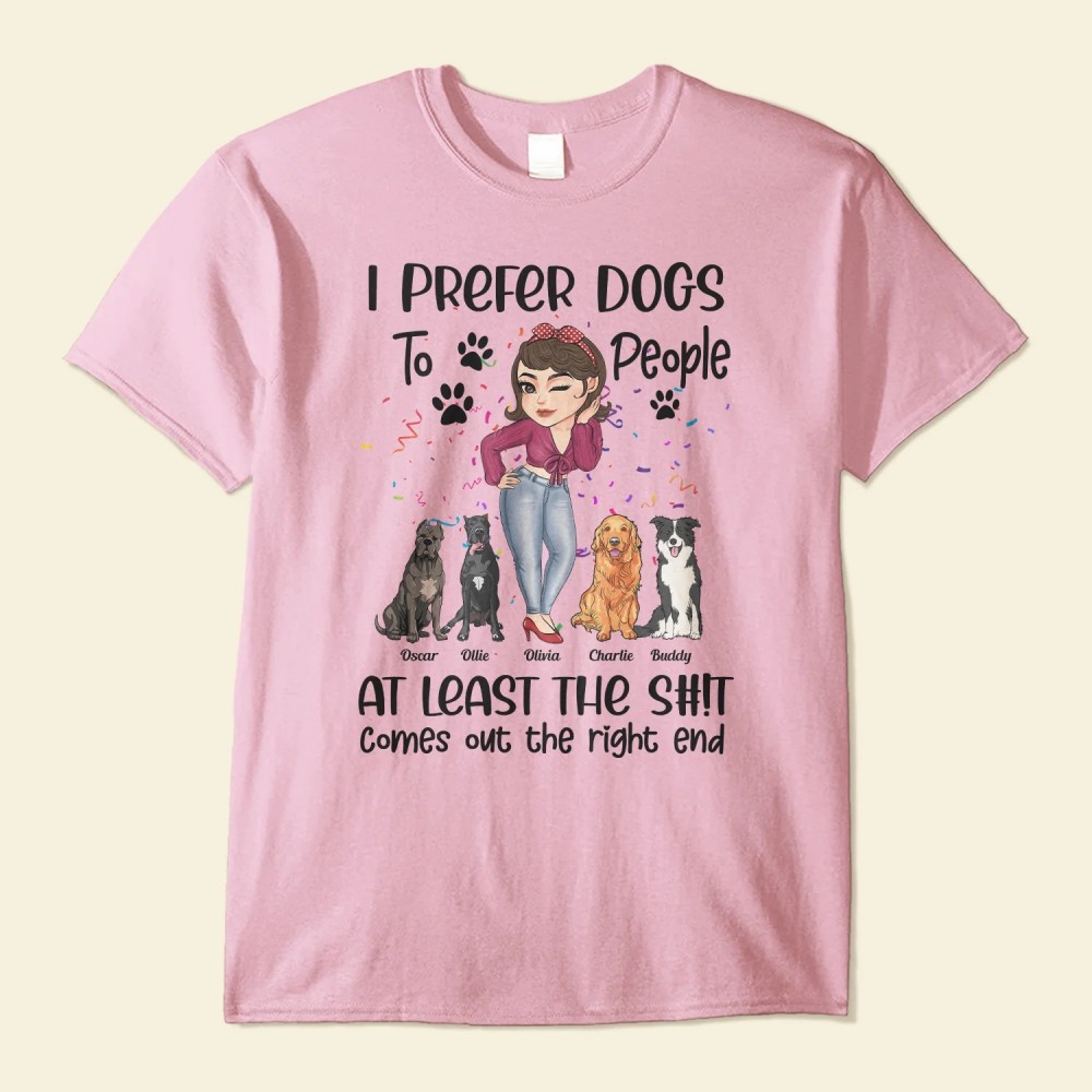 Prefer Dogs To People – Personalized Shirt – Birthday Gift For Dog Mom Dog Lover – Chibi Girl