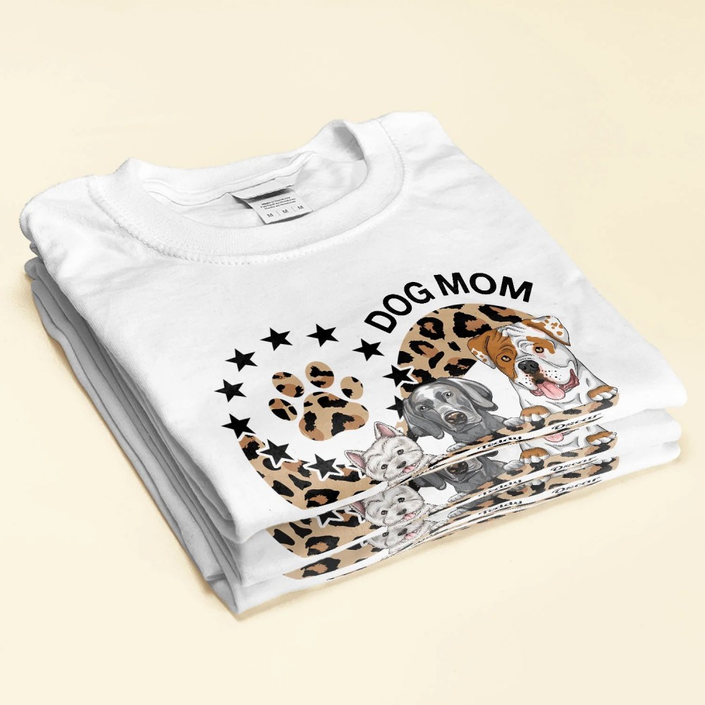 Dog Mom Leopard Pattern – Personalized Shirt – Birthday Gift For Mom Wife Daughter Sister Dog Lover