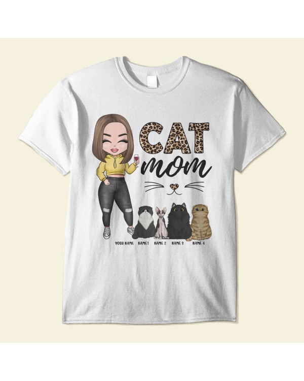 Cat Mom – Personalized Shirt – Cartoon Girl