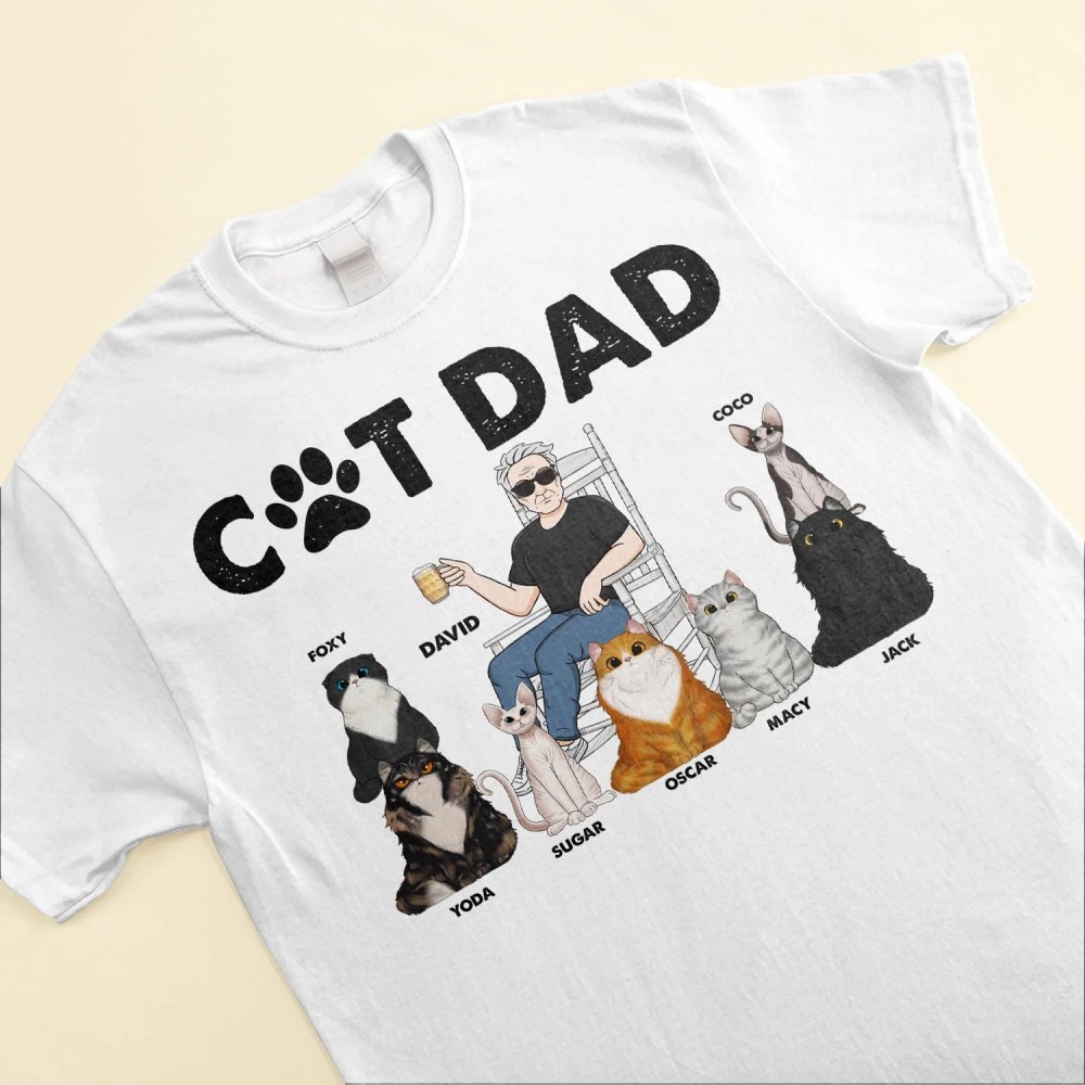 Cat Dad – Personalized Shirt – Birthday Funny Father’s Day Gift For Husband Dad Grandpa Cat Lover Cat Owner