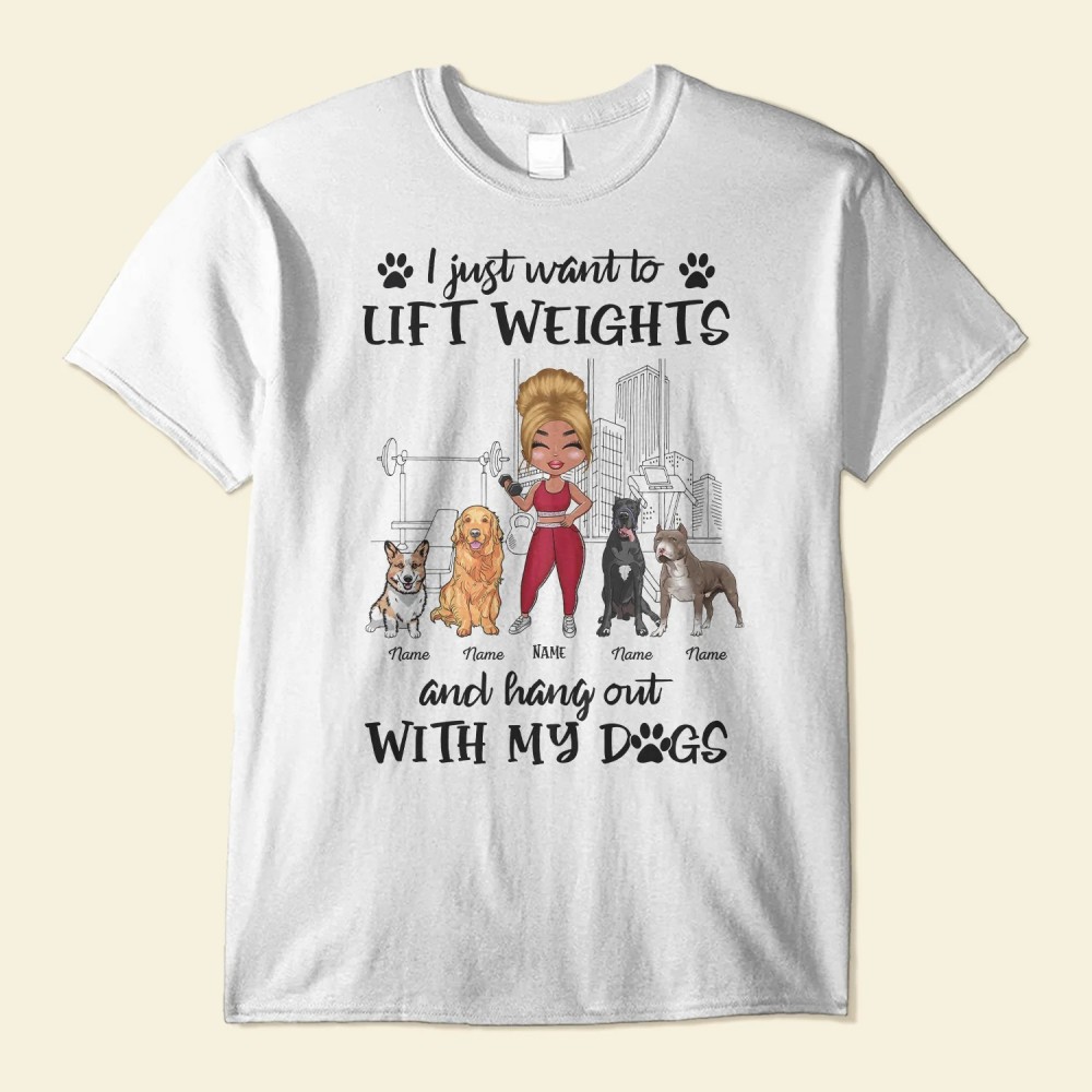 Hang Out With My Dogs – Personalized Shirt – Gift For Gymer – Chibi Fitness Girl