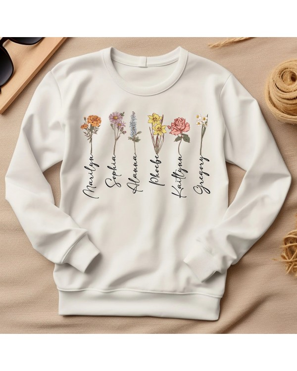 Custom Birth Month Flowers Gift For Mom – Personalized Shirt