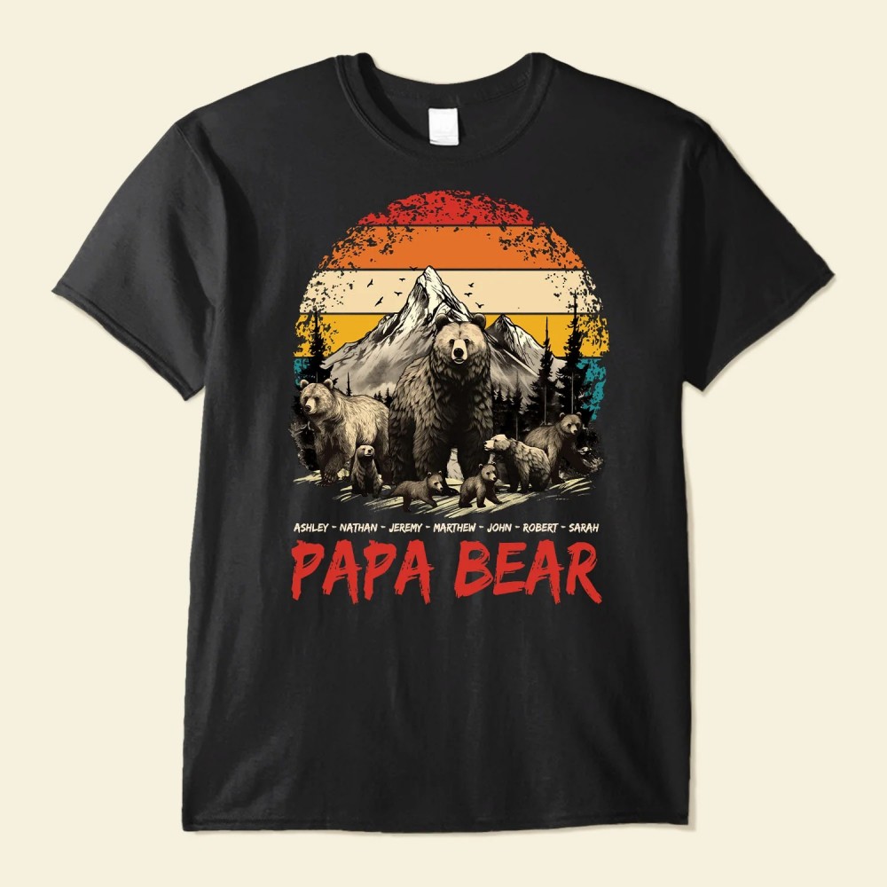 Papa Bear Grandpa Bear Daddy Bear With Cub’s Names – Personalized Shirt