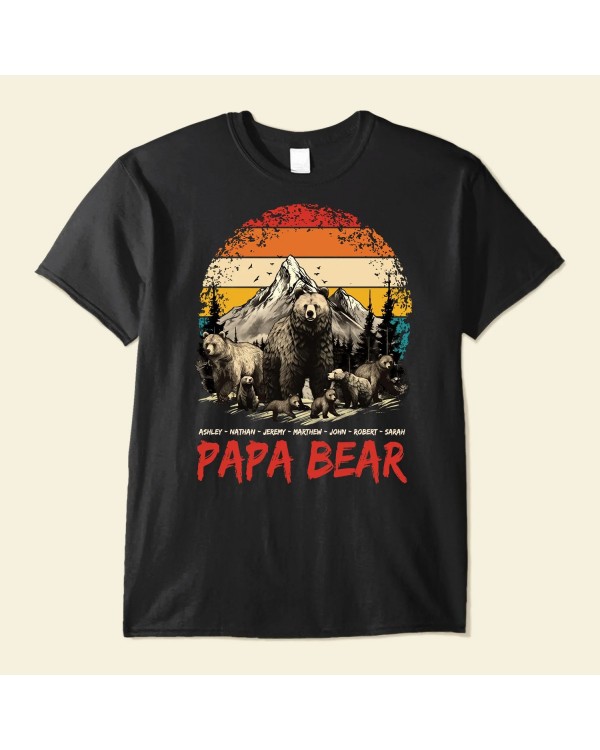 Papa Bear Grandpa Bear Daddy Bear With Cub’s Names – Personalized Shirt