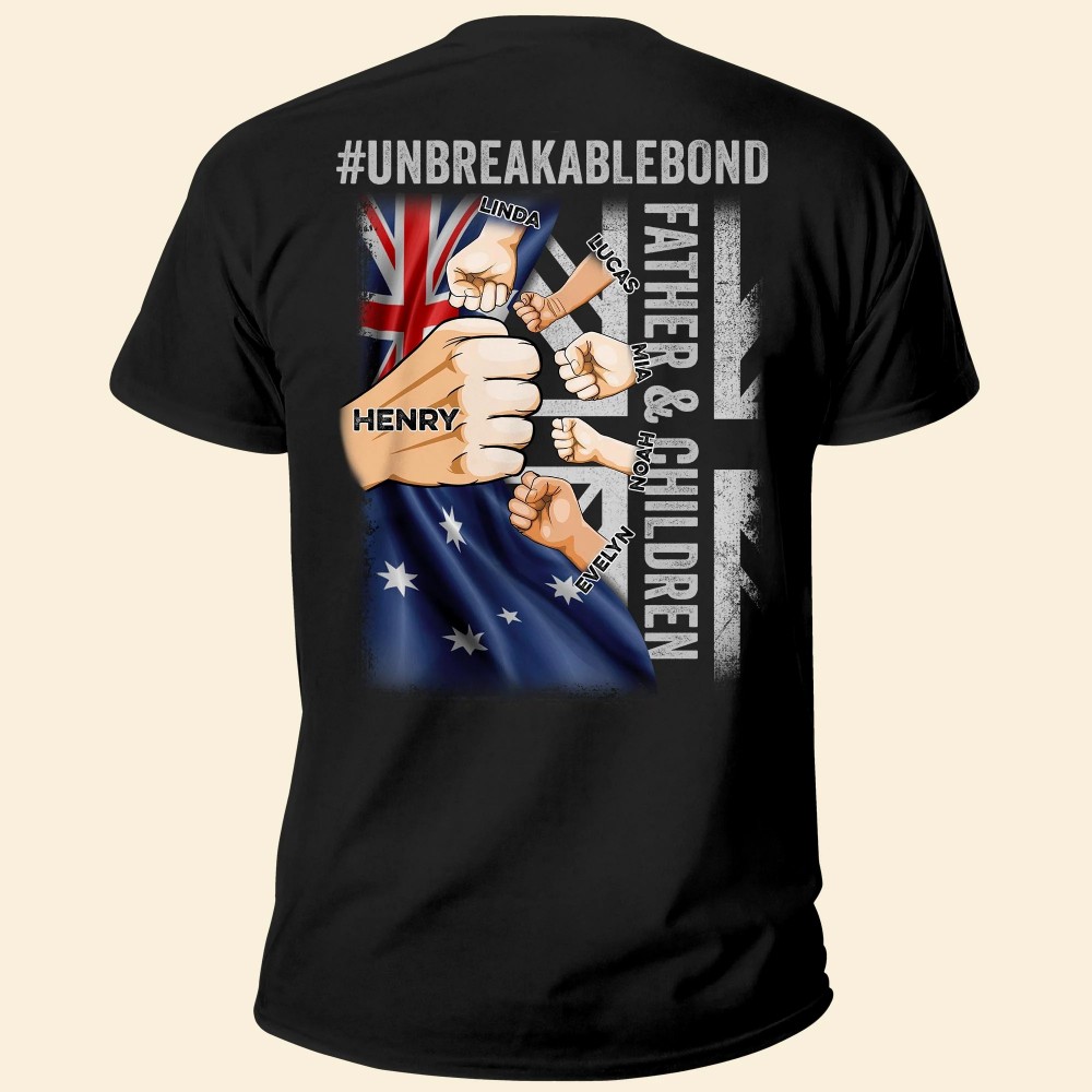 Father Children Unbreakable Bond – Personalized Shirt – Australia Day Gifts Birthday Gifts For Dad Husband Son